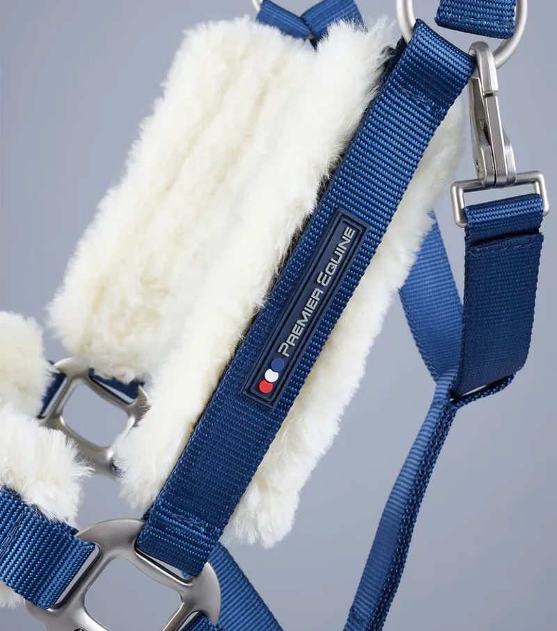 Premier Equine Techno Lined Headcollar - NAVY-4