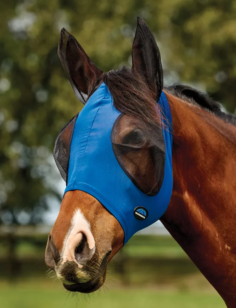WeatherBeeta ComFiTec Deluxe Stretch Fly Mask With Ears Cobalt/Black