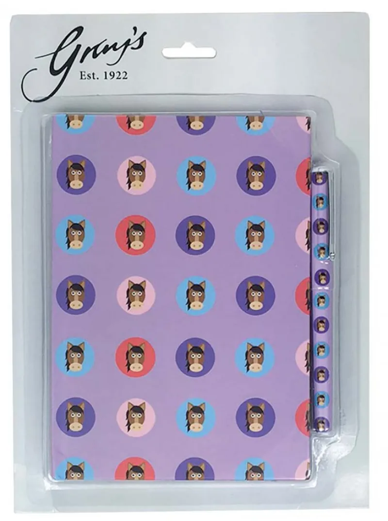 Grays Cartoon Horse Notebook With Pen