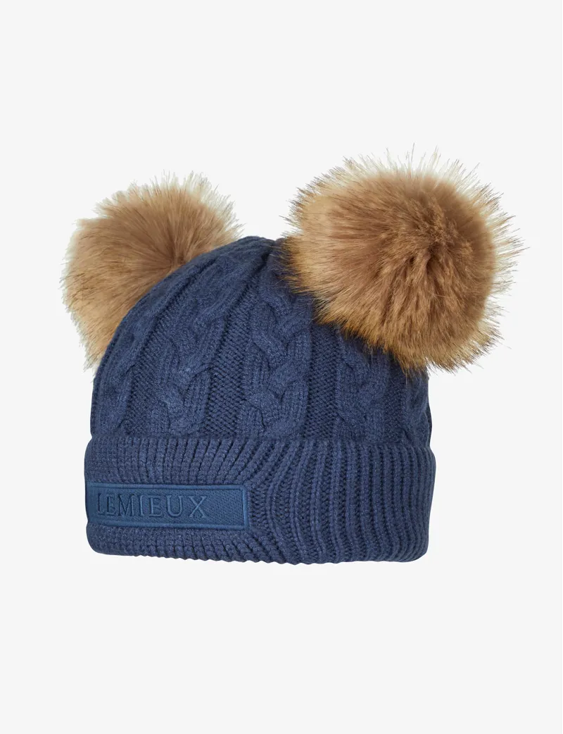 LeMieux Mini Double Pom Childs Bobble Hat - Atlantic