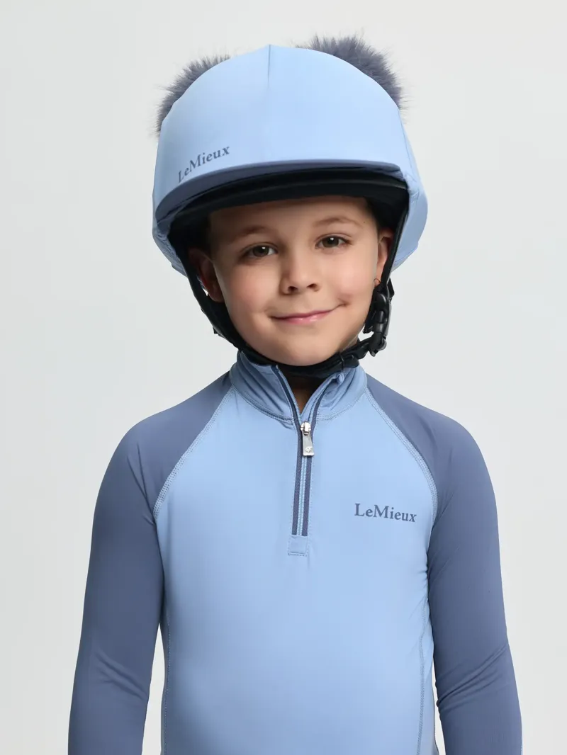 LeMieux Mini Double Pom Hat Silk Powder Blue One Size