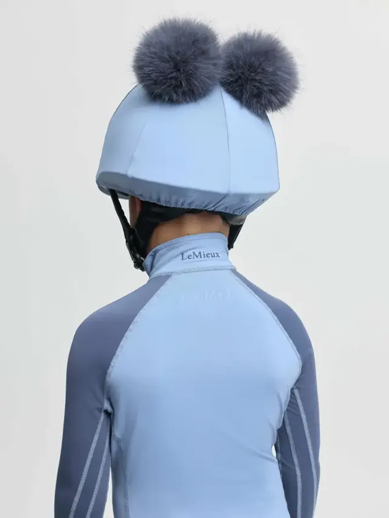 LeMieux Mini Double Pom Hat Silk Powder Blue One Size-1