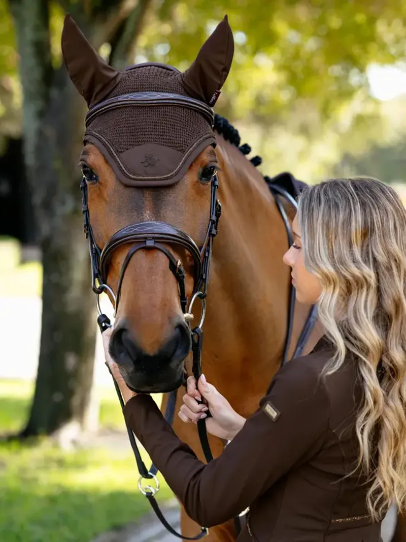 LeMieux Brilliance Fly Hood - Espresso - Large-1