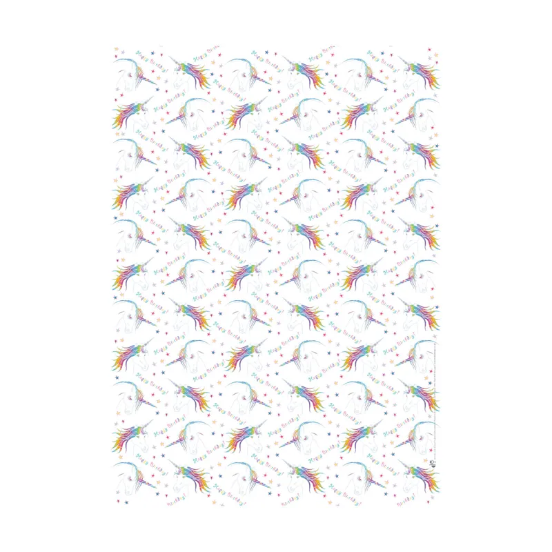 Deckled Edge Gift Wrap - HAPPY BIRTHDAY UNICORNS