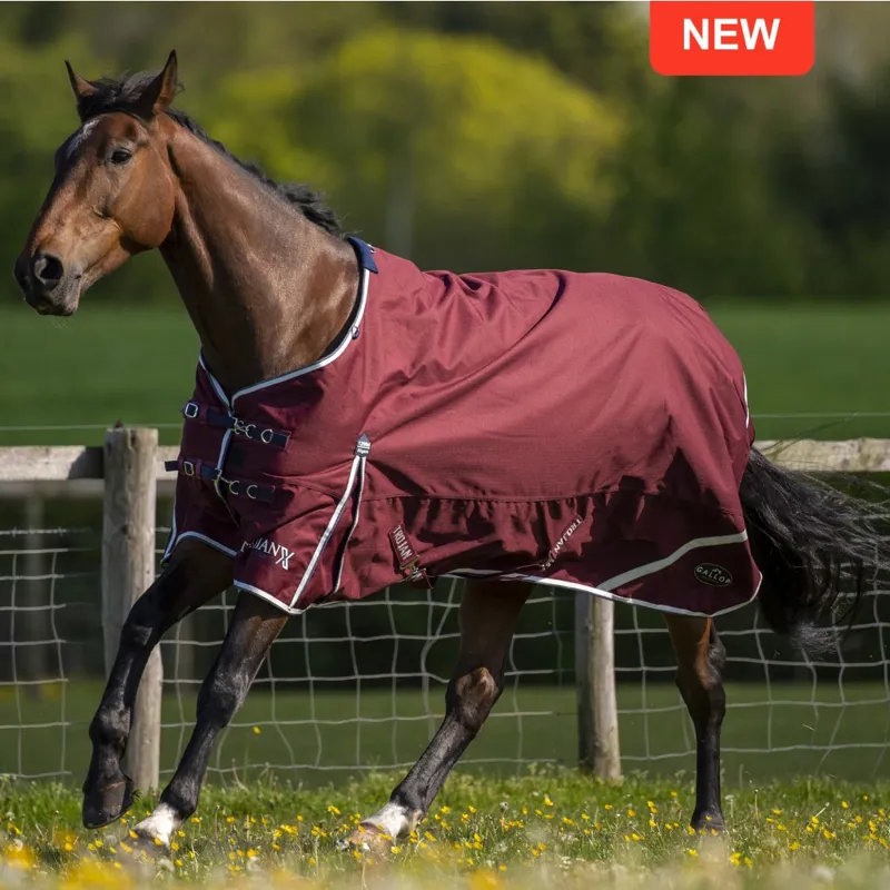 Gallop Trojan Xtra 50g 1200 Denier Outer Turnout Rug - BURGUNDY/NAVY