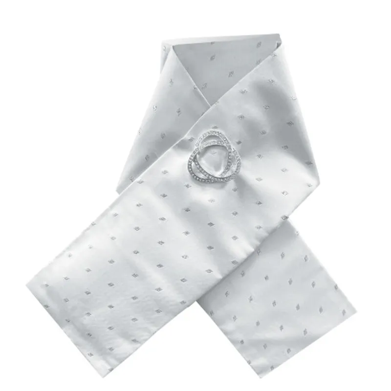 Equetech Ready-Tied Stock - WHITE / METALLIC SILVER DIAMONDS - One Size 