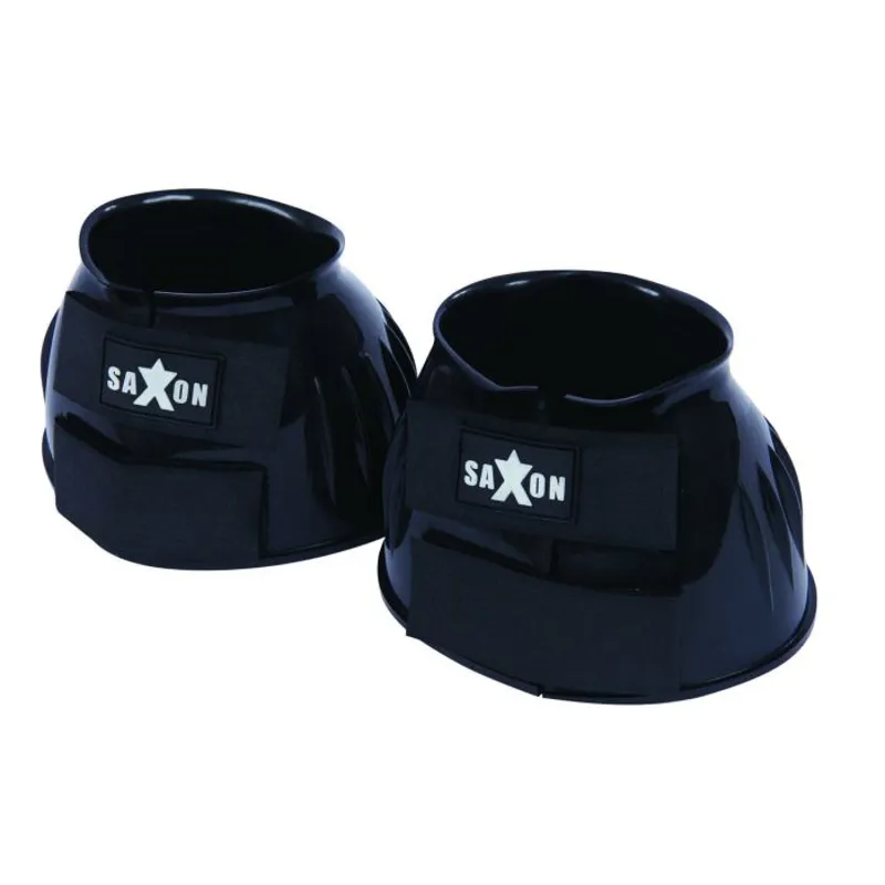 Saxon Double Tape PVC Ribbed Bell Boots - BLACK