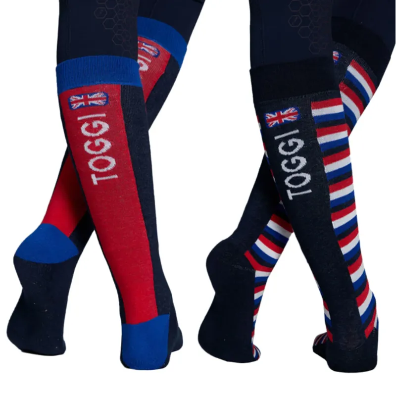 Toggi GBR ST Womens Germain 2 Pack of Socks - RED / WHITE / BLUE - Size 4-8