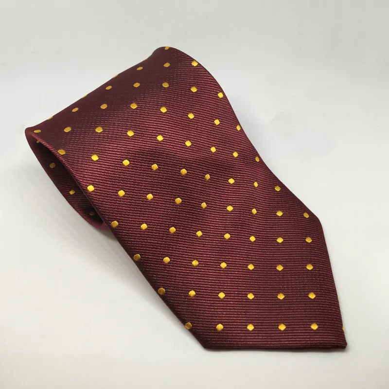 Polka Dot Show Tie - Burgundy/Canary Gold