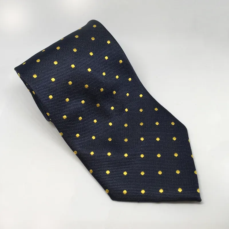 Polka Dot Show Tie - Navy/Gold